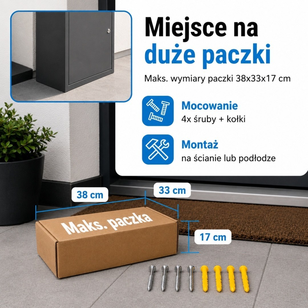 Poštovní schránka na balíky BITUXX XL Antracit Uzamykatelný box na zásilky 82 cm M19997